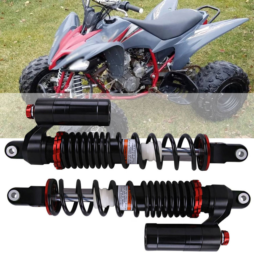 Front air shock absorbers set with black bodies, red accents, and coil springs