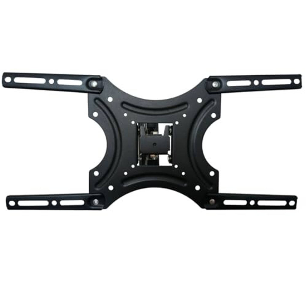 TV wall mount bracket, black, with four slotted arms and central VESA mounting plate.