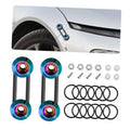 Bumper quick-release fastener kit with rainbow washers, bolts, nuts, and rubber rings