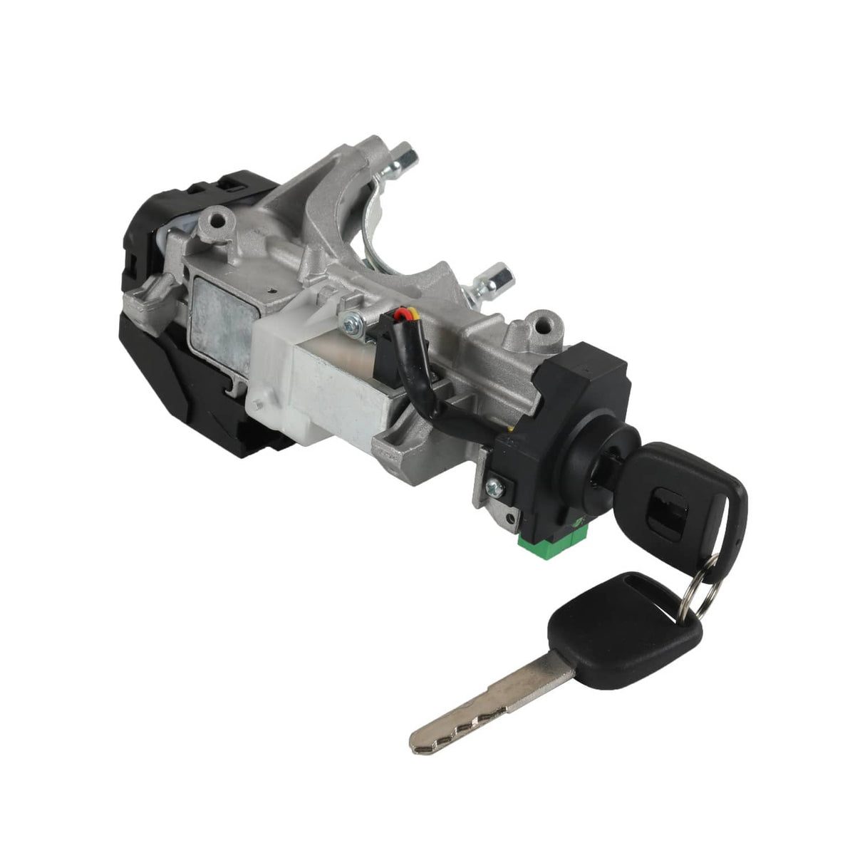 Ignition switch lock cylinder with two keys, black and silver housing