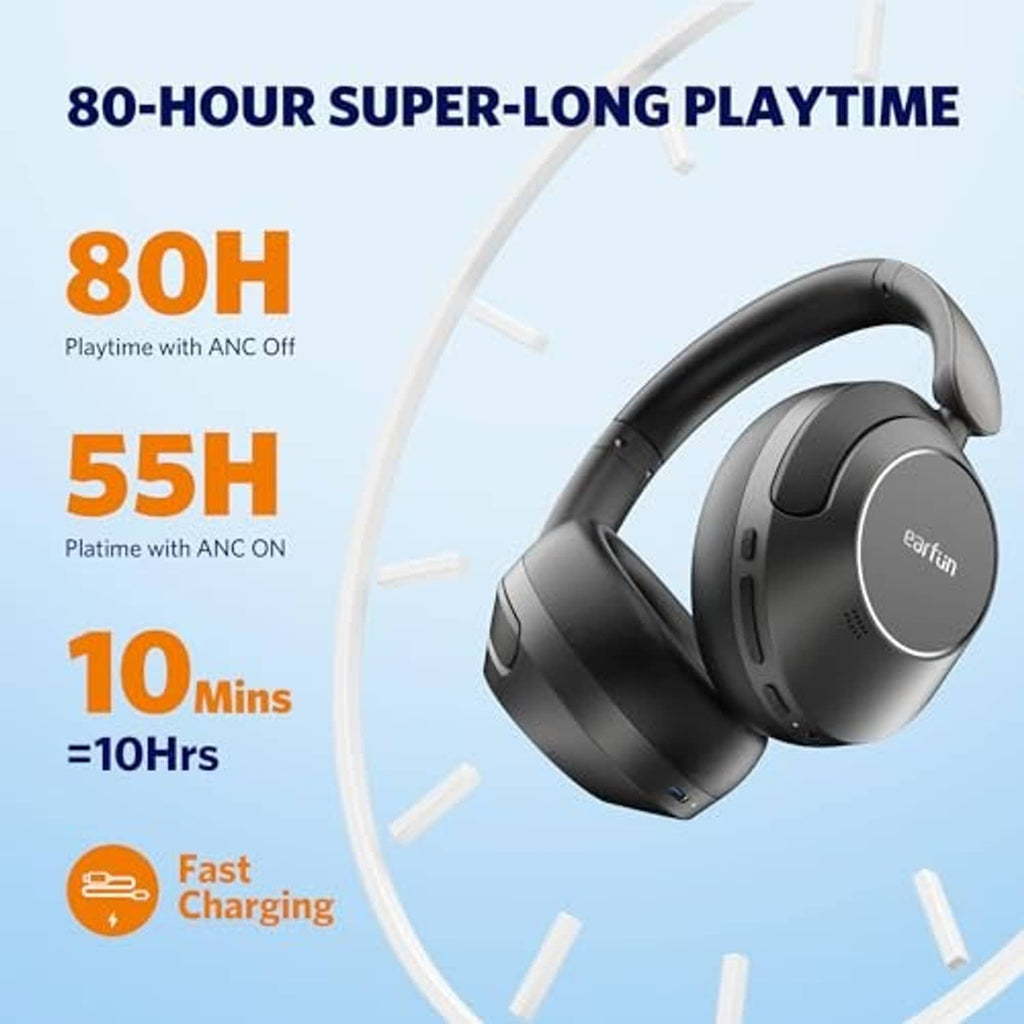 Black over-ear wireless headphones with charging port area shown