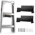 Black metal wall ladder hooks with mounting holes and screws, heavy-duty set