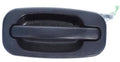 Rear exterior door handle, dark finish with recessed grip