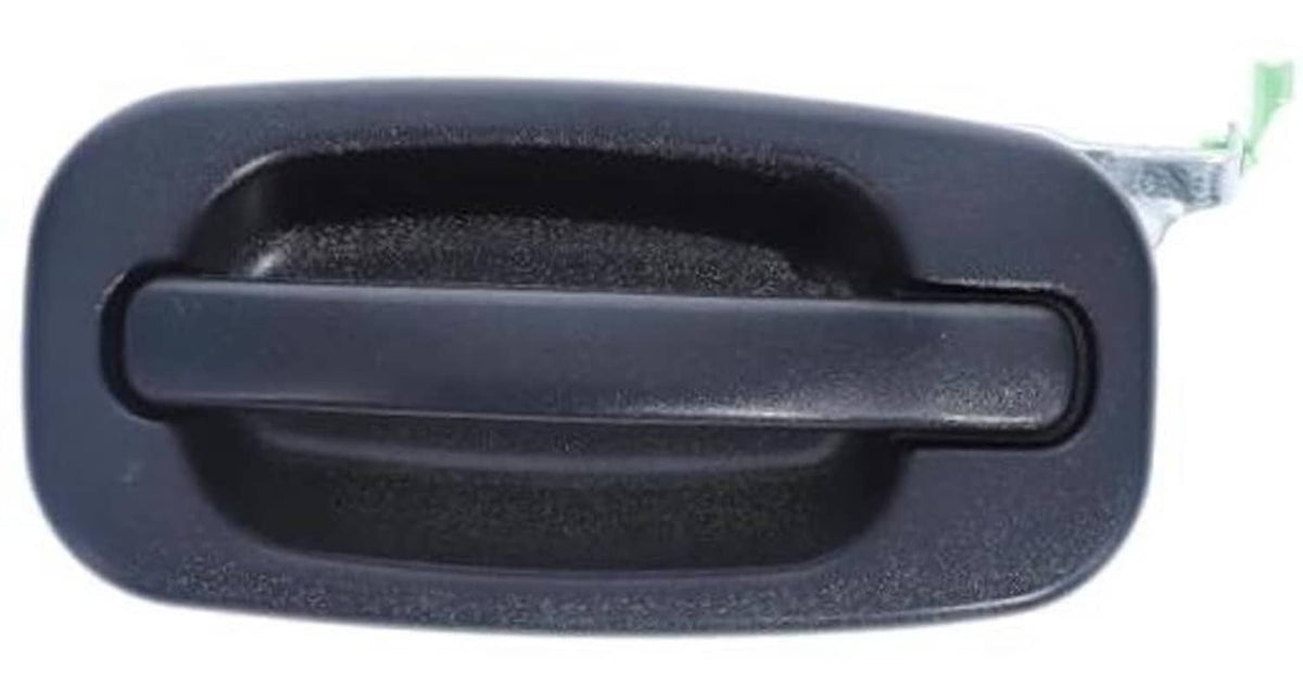 Rear exterior door handle, dark finish with recessed grip