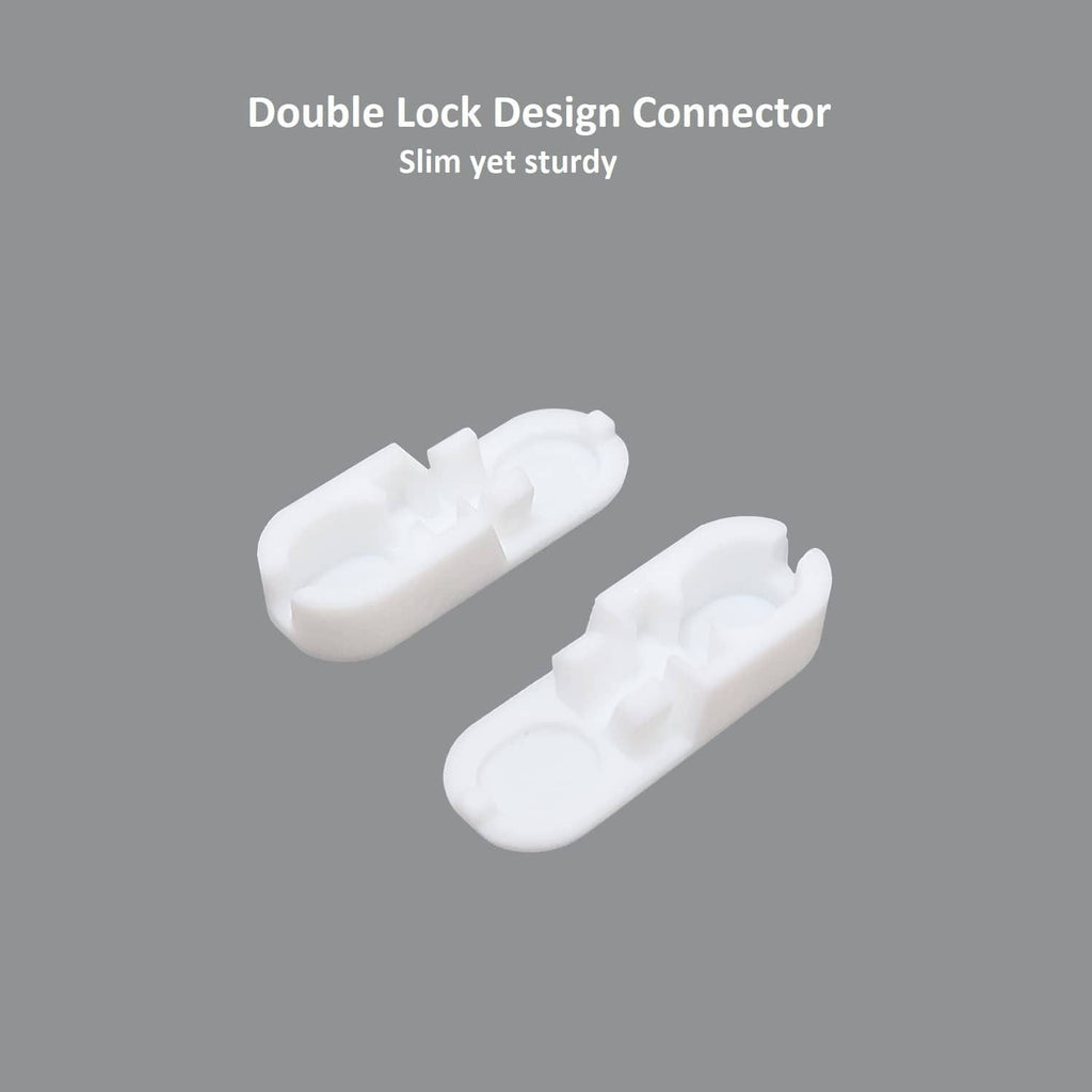 White beaded curtain chain connector clips with double-lock design, 2 units