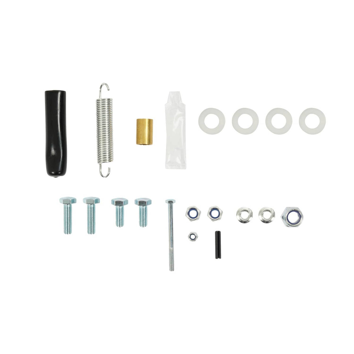 Chute blocker installation hardware set: bolts, washers, spacers, and spring