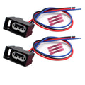 3-pin tail lamp connector pigtails set with black connectors, blue/red wiring, pink heatshrink