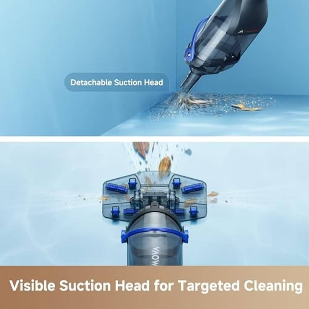Cordless pool vacuum with detachable clear suction head for targeted cleaning