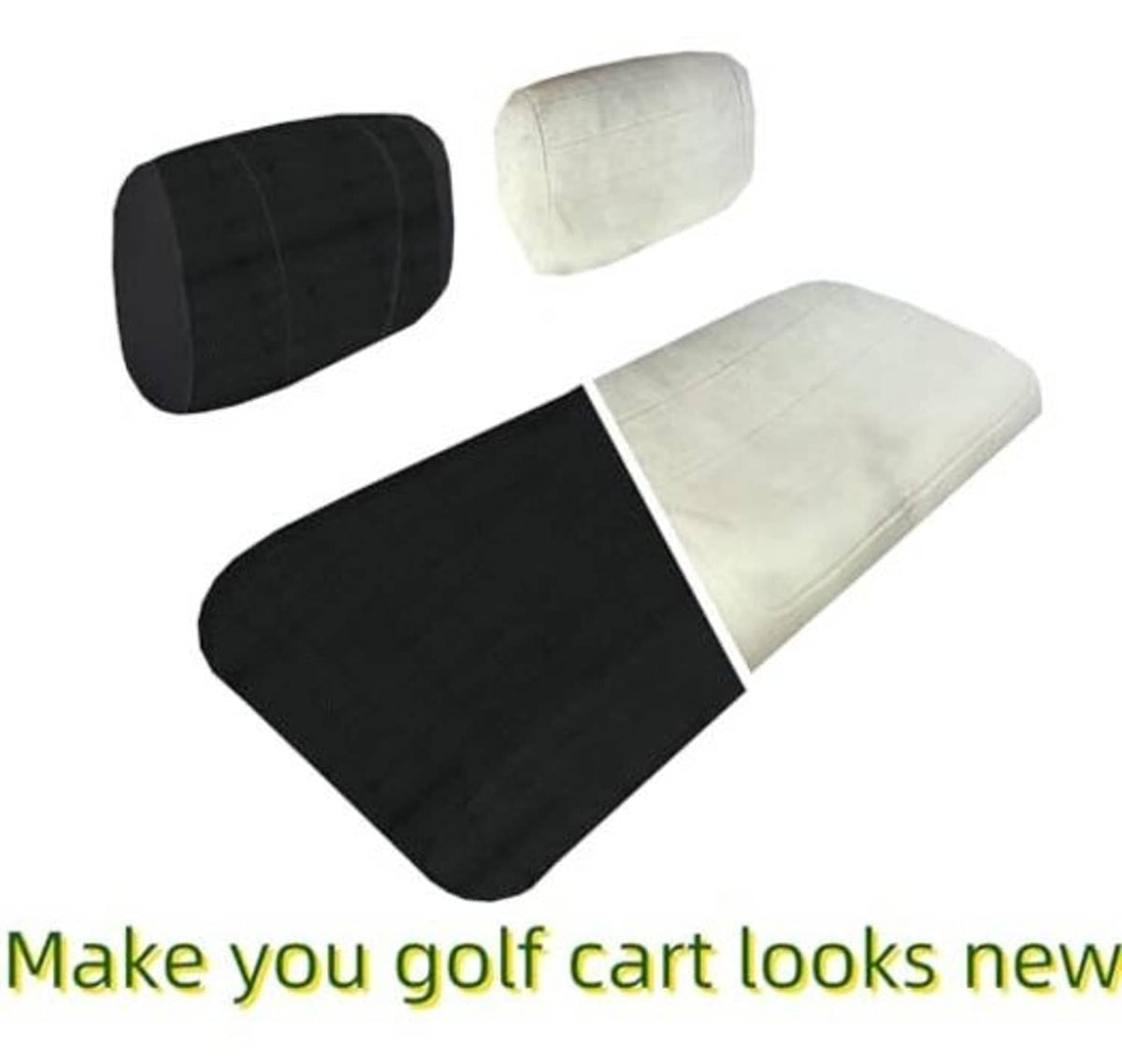 Black and light-colored polyester mesh seat cover set with seat cushion and backrest.