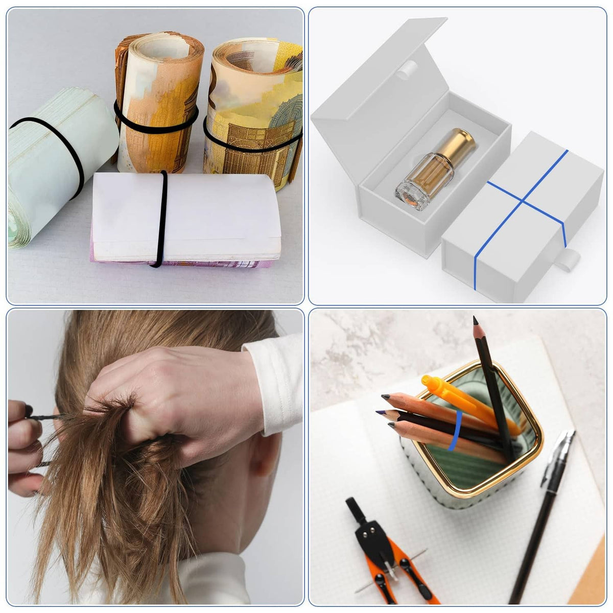 Silicone rubber bands used for bundling, hair tying, and organizing small items