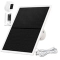 White solar panel charger with black solar panel and cable
