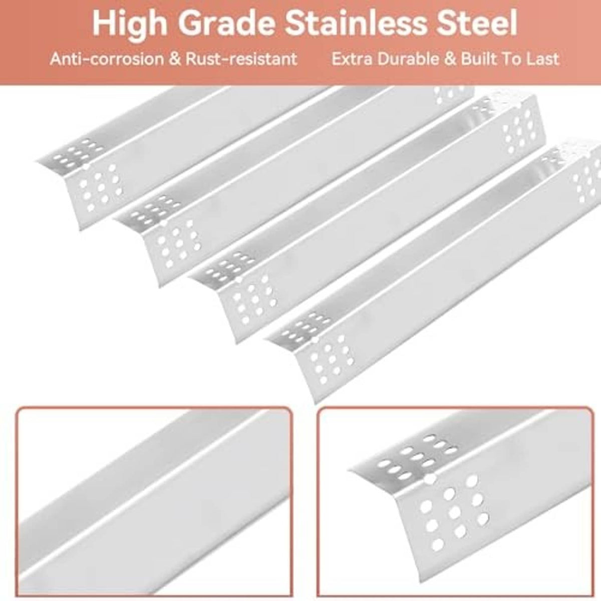 Stainless steel burner baffles with perforated vent pattern, replacement burner parts