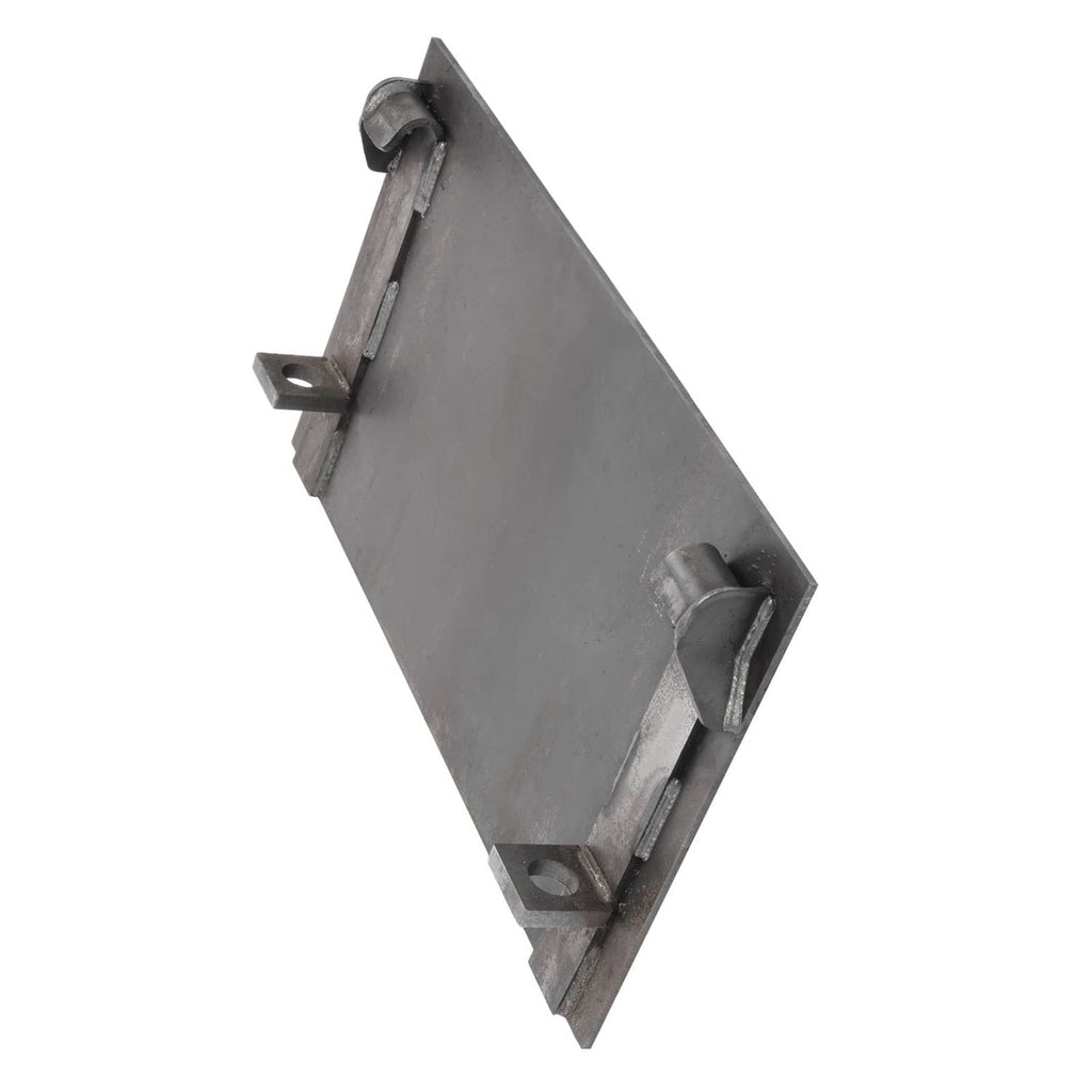 Steel mounting bracket with side hinge lugs and top clamp bolt