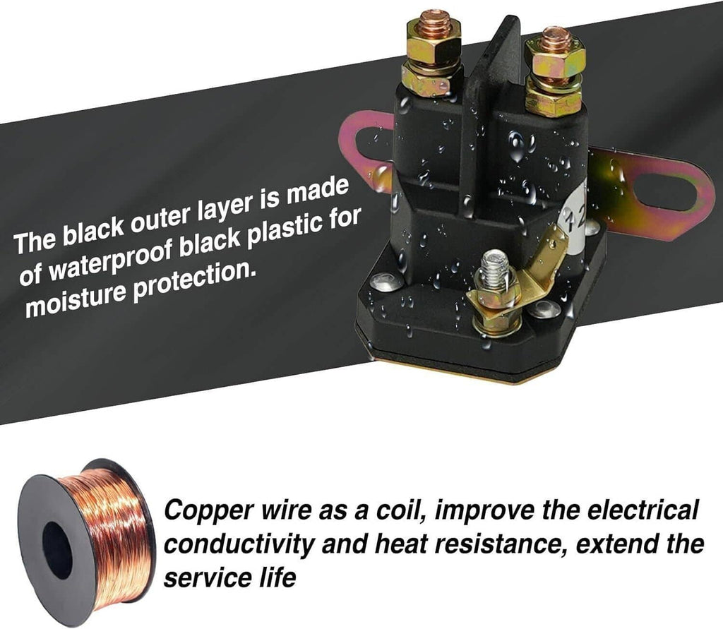Black solenoid valve with copper coil and multiple copper-topped terminals