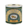 Golden syrup tin, green and gold label, round can with top opening, 454g