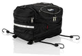 Black tail trunk bag with top bungee straps and reflective side stripe