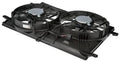 Engine cooling fan assembly with dual black cooling fans and mounting frame