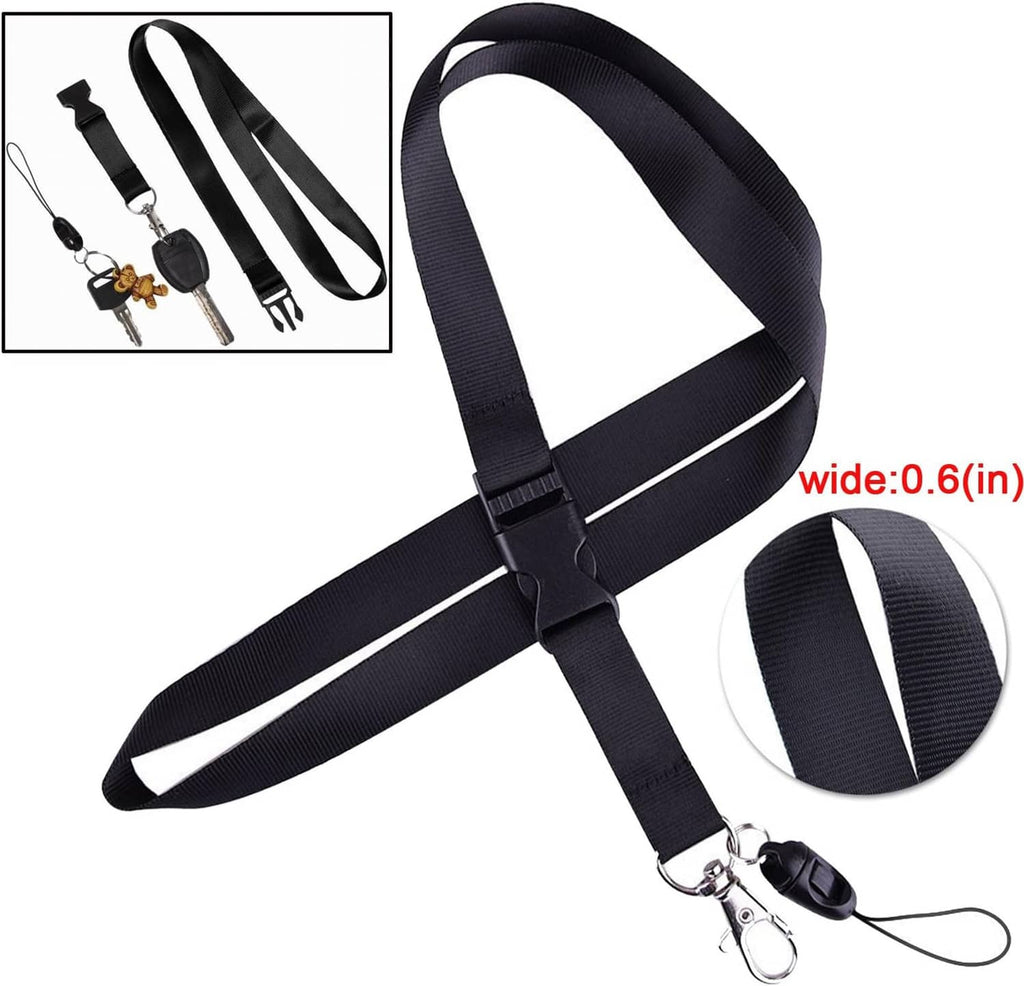 Black wide lanyard with keyring clips and badge holder, accessory set
