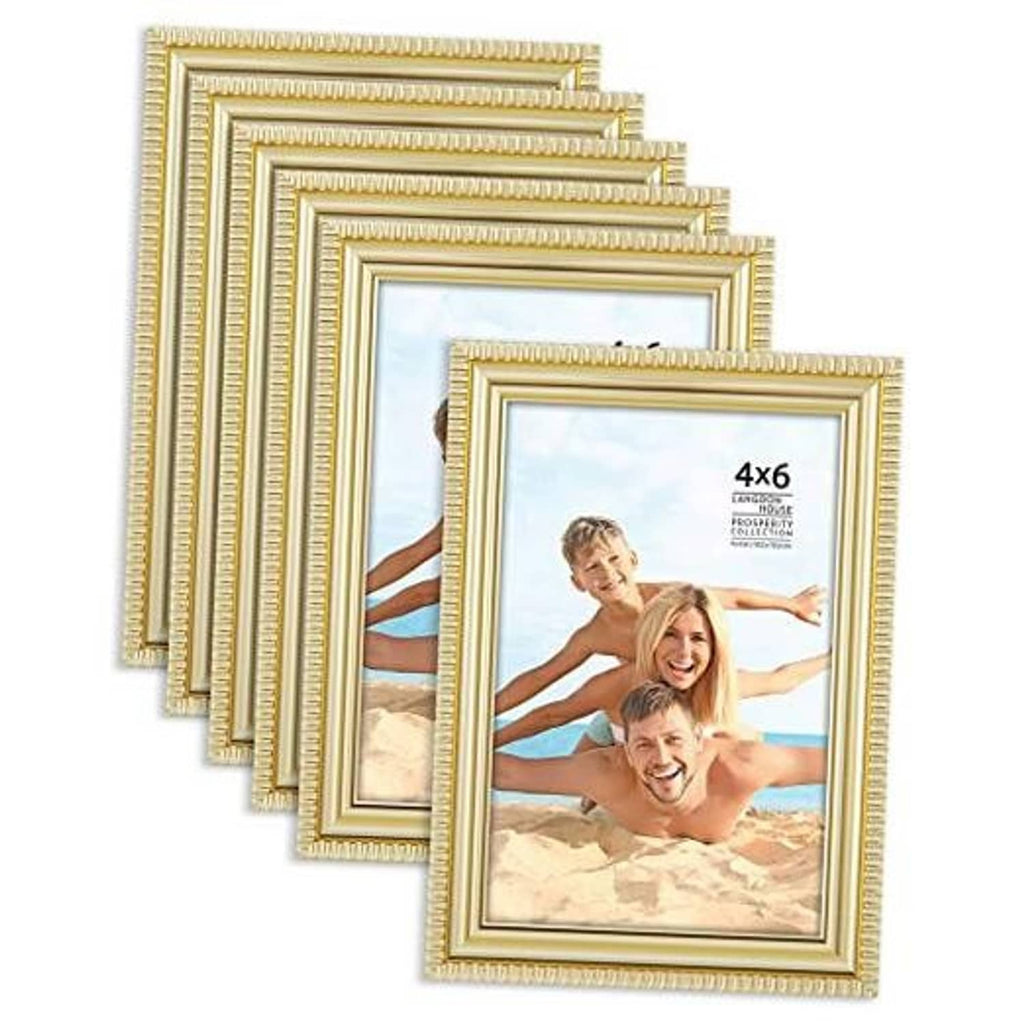 Gold ornate 4x6 picture frames, set of four, front view
