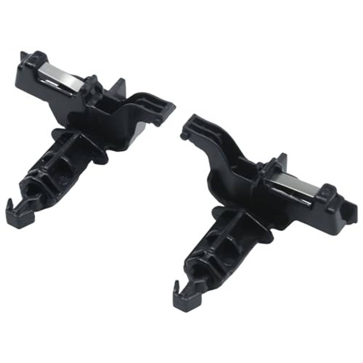 Black hood latch locking mechanism latch assemblies, angled view of brackets