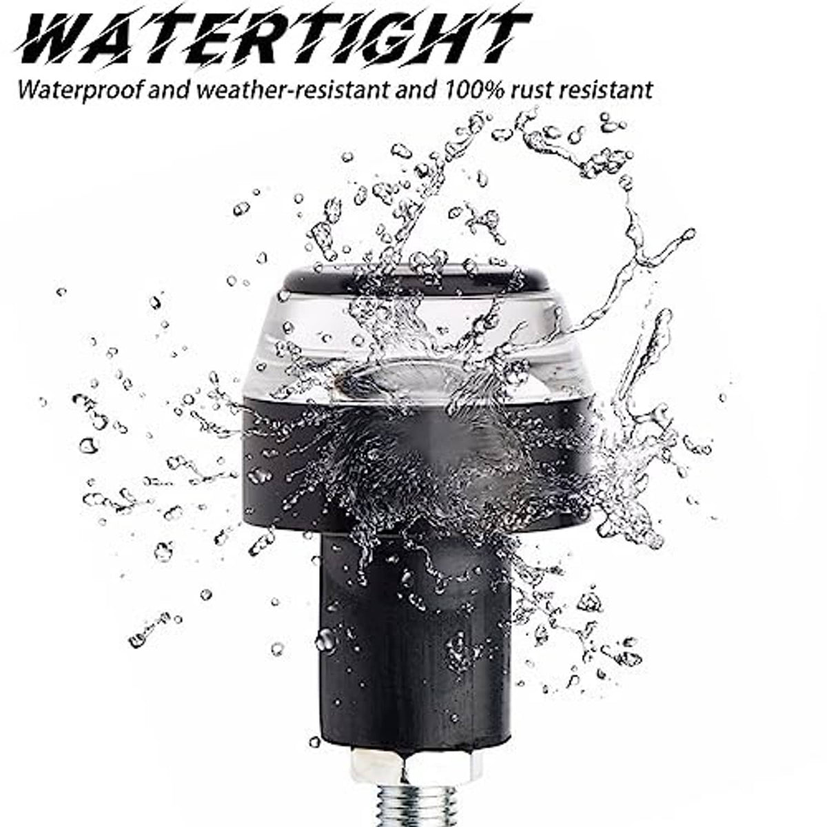 Waterproof motorcycle handlebar end LED indicator light, black housing with clear top