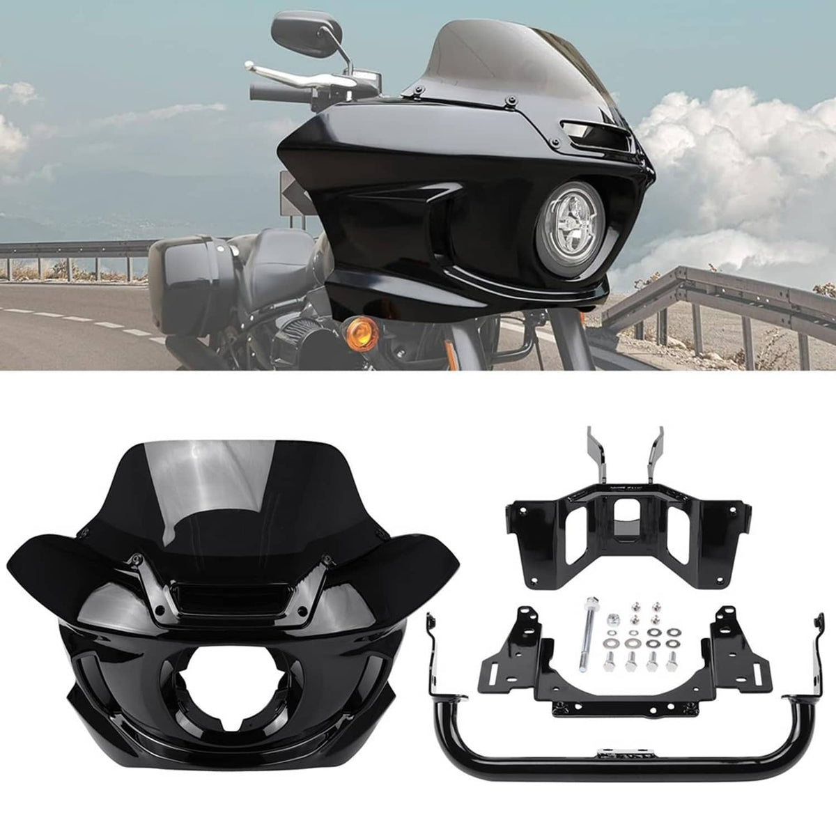 RivetOak Headlight Fairing Windshield Bracket For Harley Softail Street-Bob FXBB 2018+