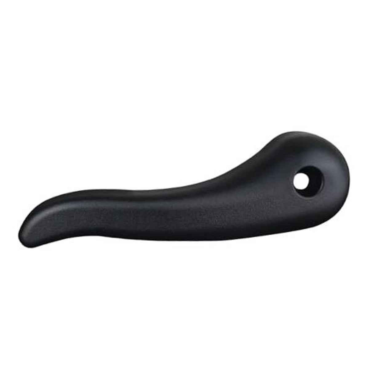 Seat recliner handle lever, dark gray/black plastic with round mounting hole