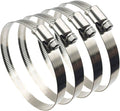 Stainless steel adjustable duct hose clamps set, 4-inch diameter, screw band