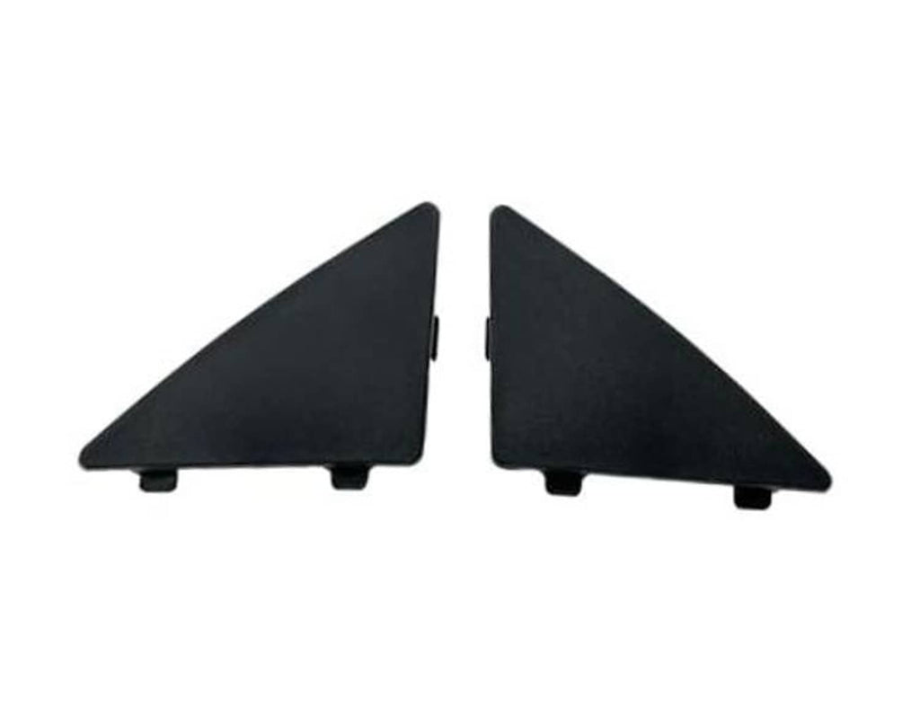 Pair of dark front bumper lower grille fillers, triangular, with mounting tabs
