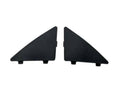 Pair of dark front bumper lower grille fillers, triangular, with mounting tabs