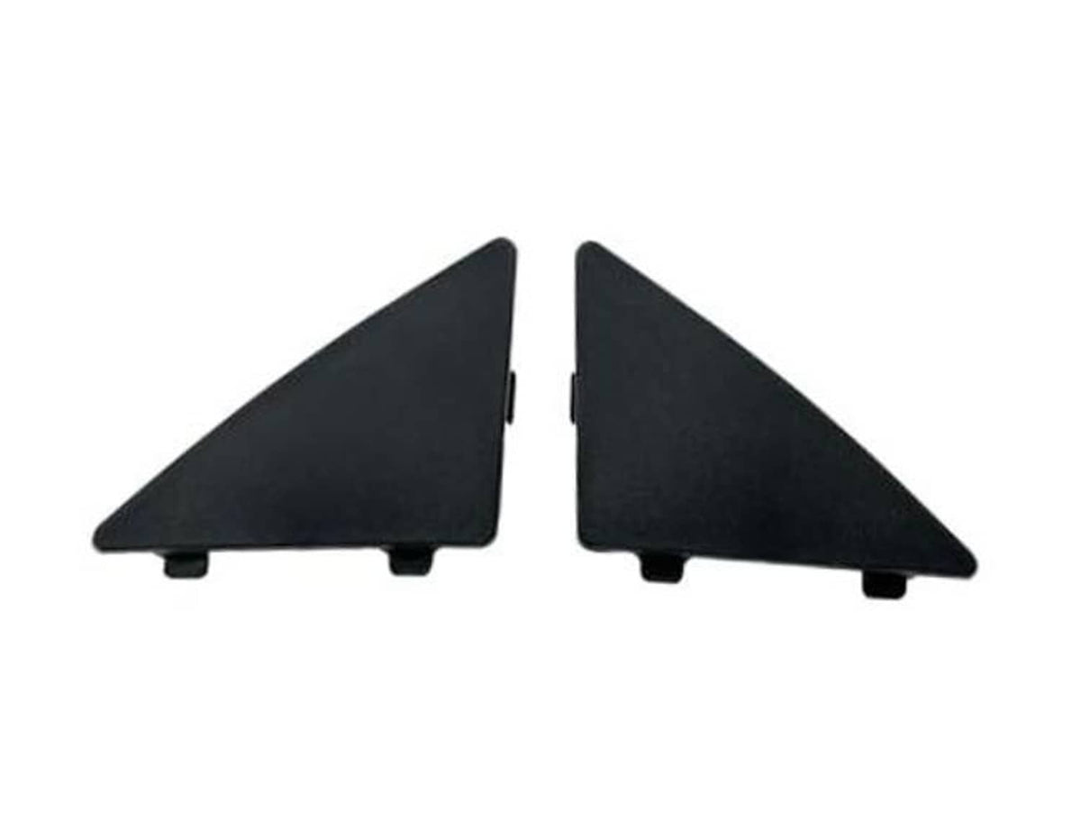 Pair of dark front bumper lower grille fillers, triangular, with mounting tabs