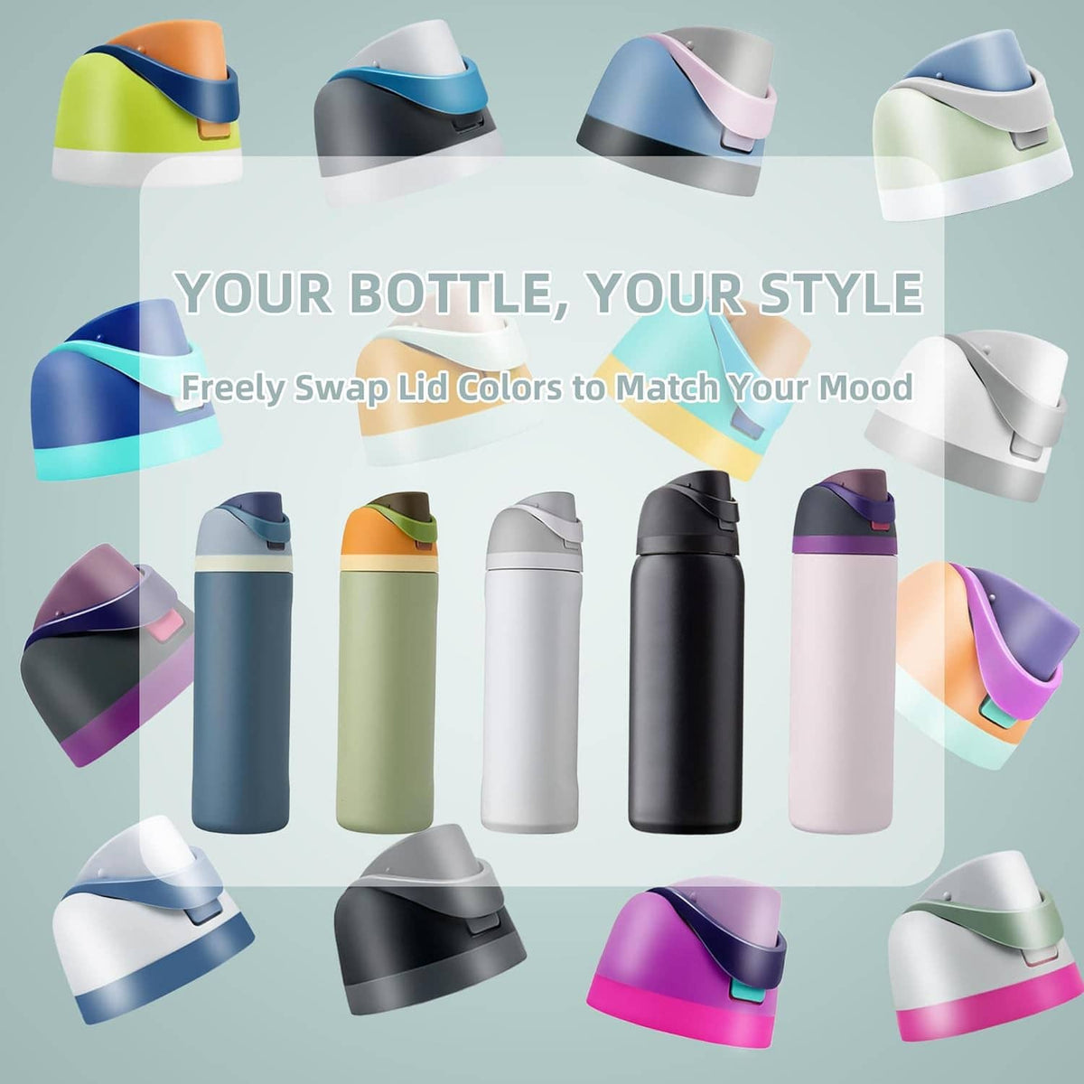 Replacement bottle lid in multiple color options, flip-top design for matching style