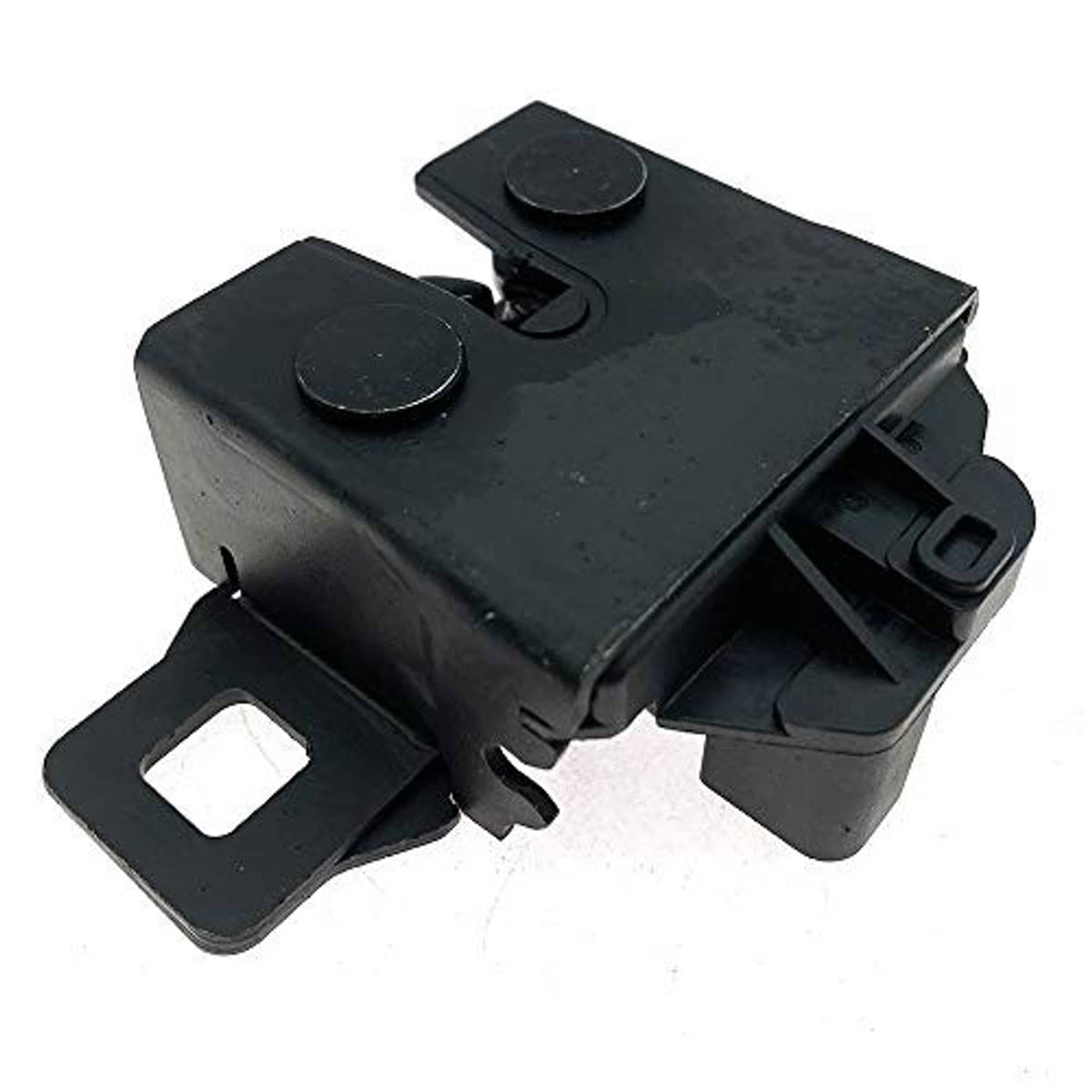 Black hood latch release switch sensor with two round buttons and front latch tab