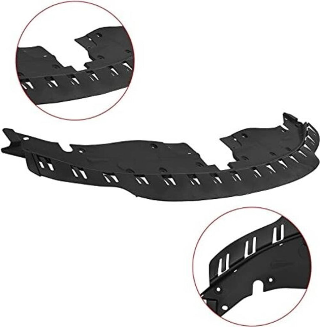 Black radiator support cover with detail close-up of vent slits