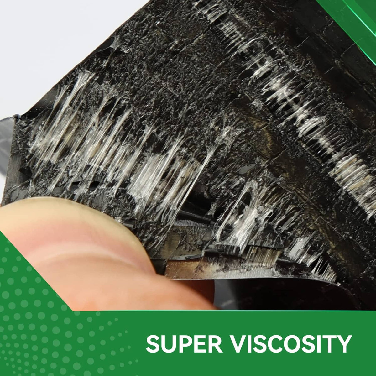 Close-up of black RV underbelly repair tape pressed over a damaged area