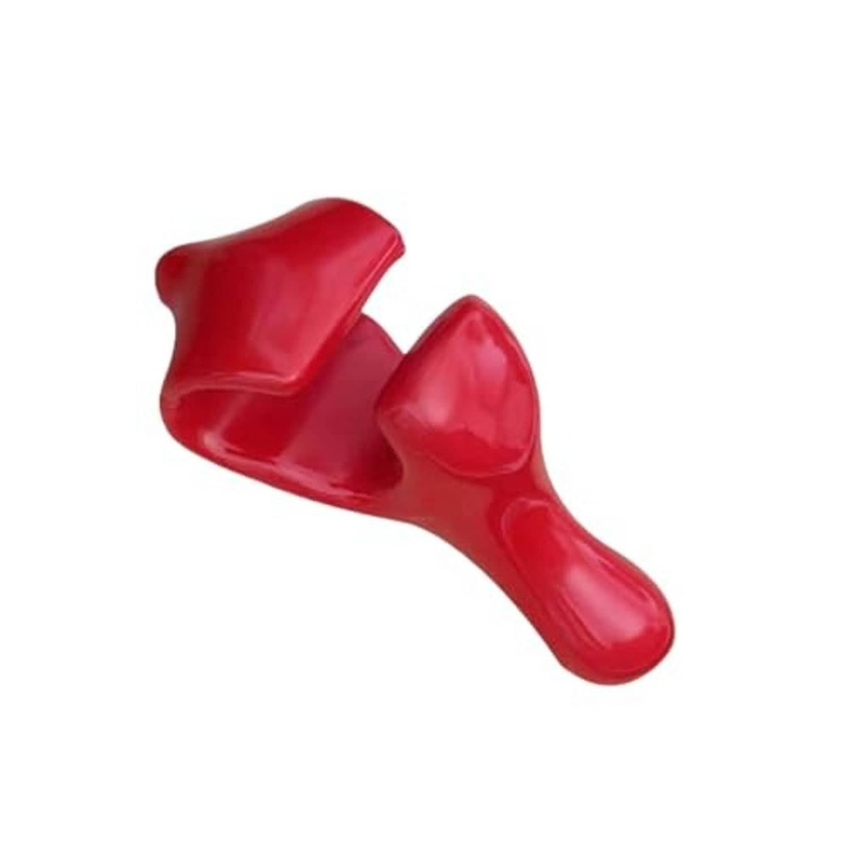 Red bead keeper tool, rubber-coated U-shape with tapered tips