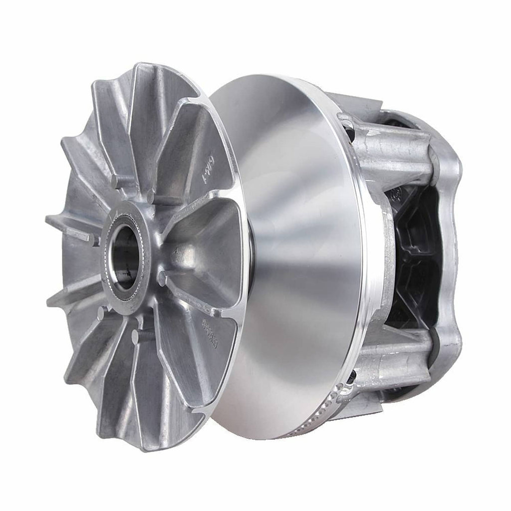 Drive clutch assembly with broad outer face plate and finned engine-side housing