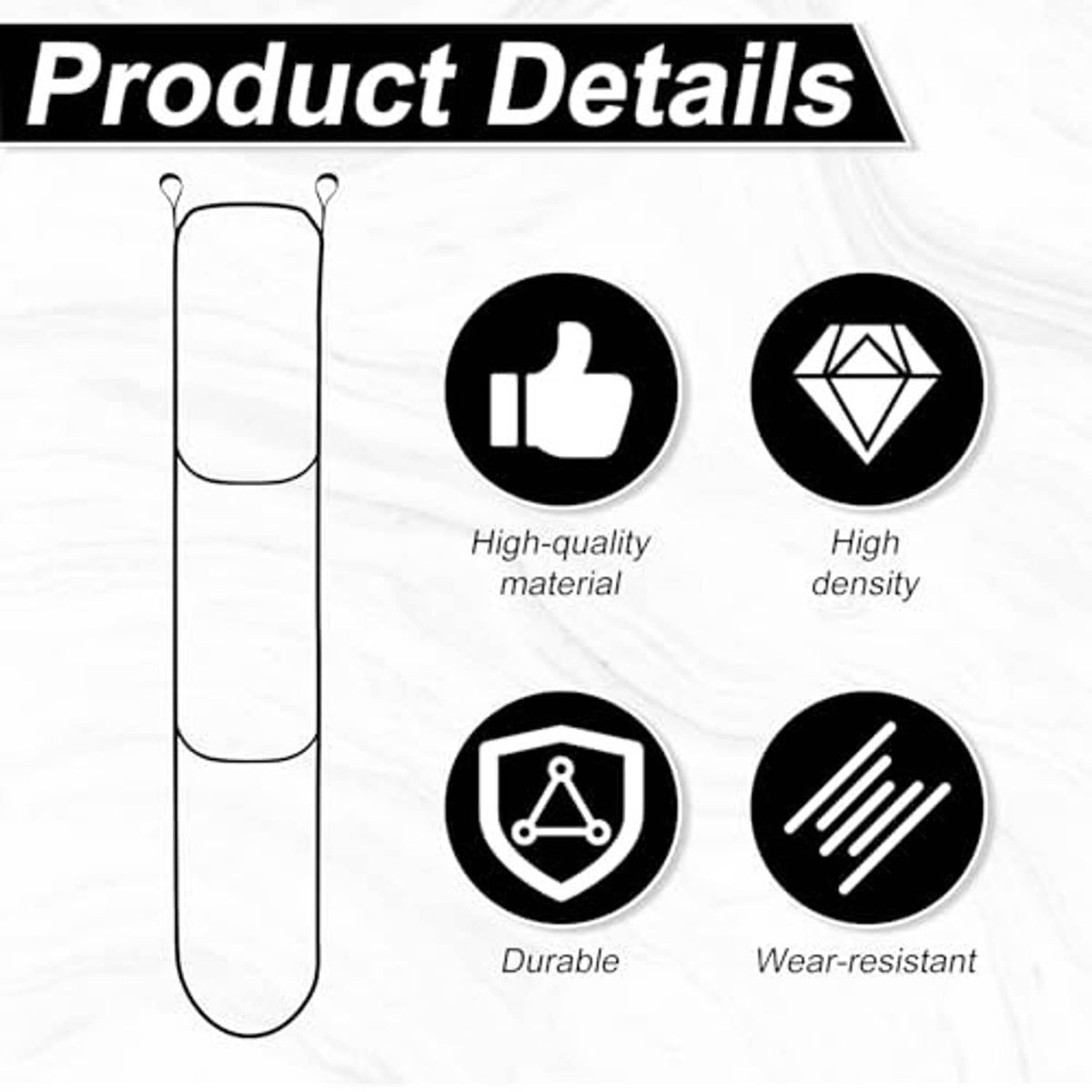 Black climbing aider webbing strap with two loops, durable high-density material