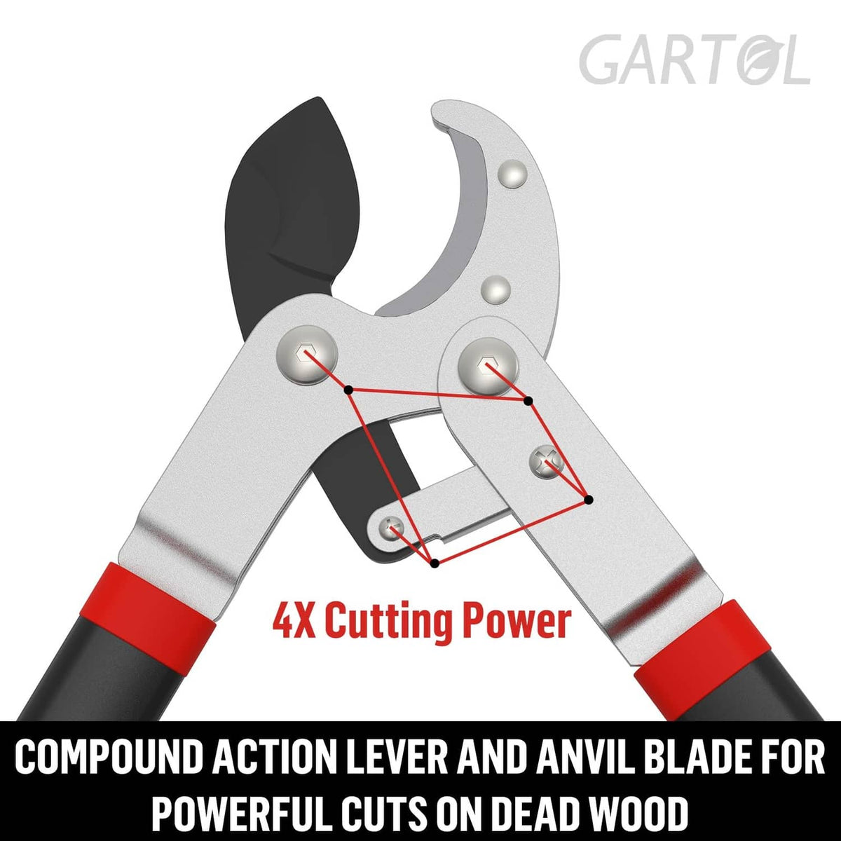 Anvil lopper cutting head with lever and anvil blade mechanism for power cuts