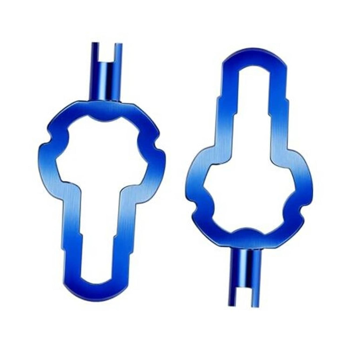 Blue 4-in-1 Presta valve core removal tool for bike valve cores, 2-pack.