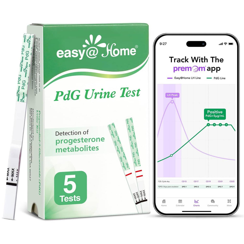 Green PdG urine test kit box with five test strips and side packet
