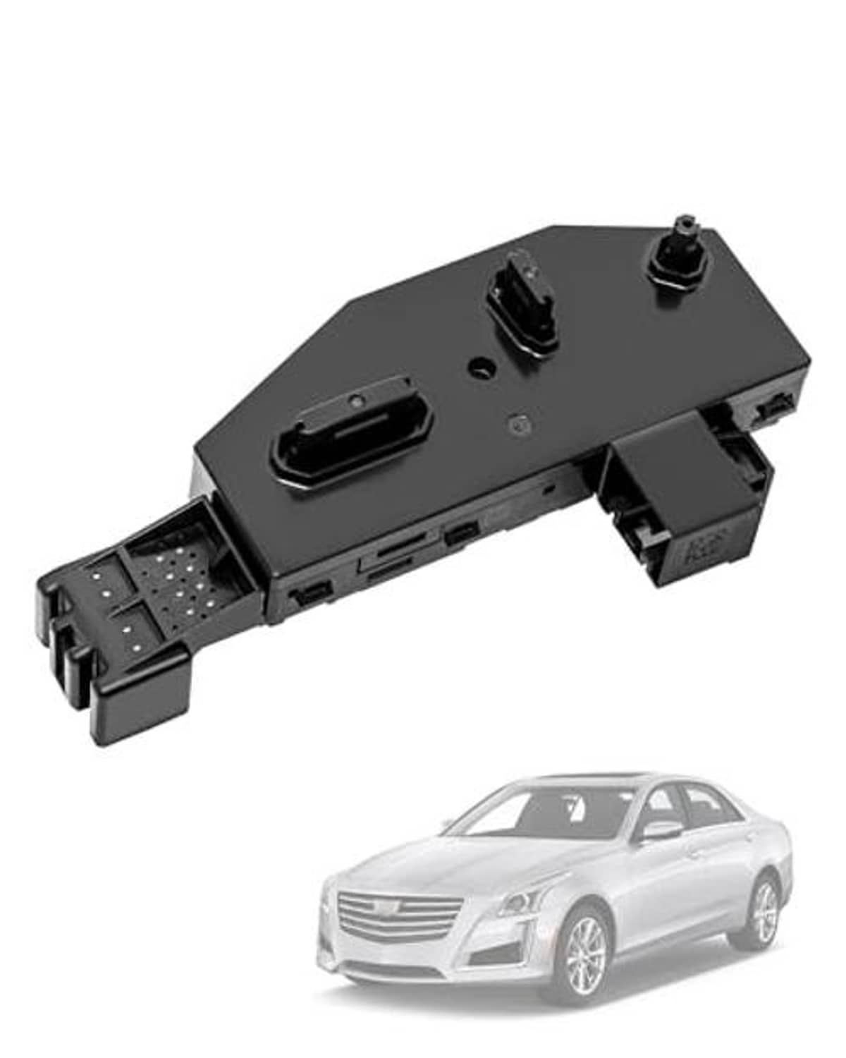 Driver-side power seat adjust switch, black control module with plug terminals