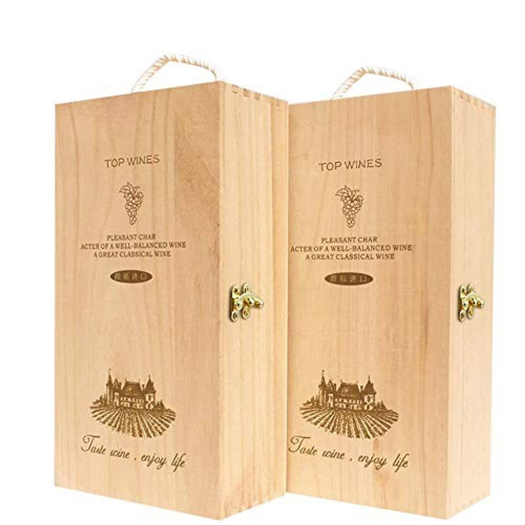 Wooden box with gold clasp latch hardware on front panels, open view