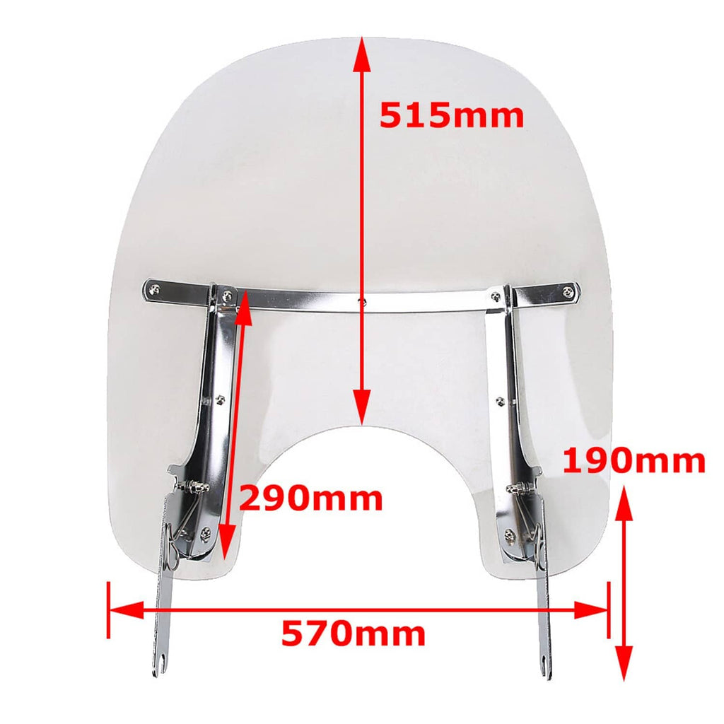 Windshield mounting bracket layout diagram with red dimension marks
