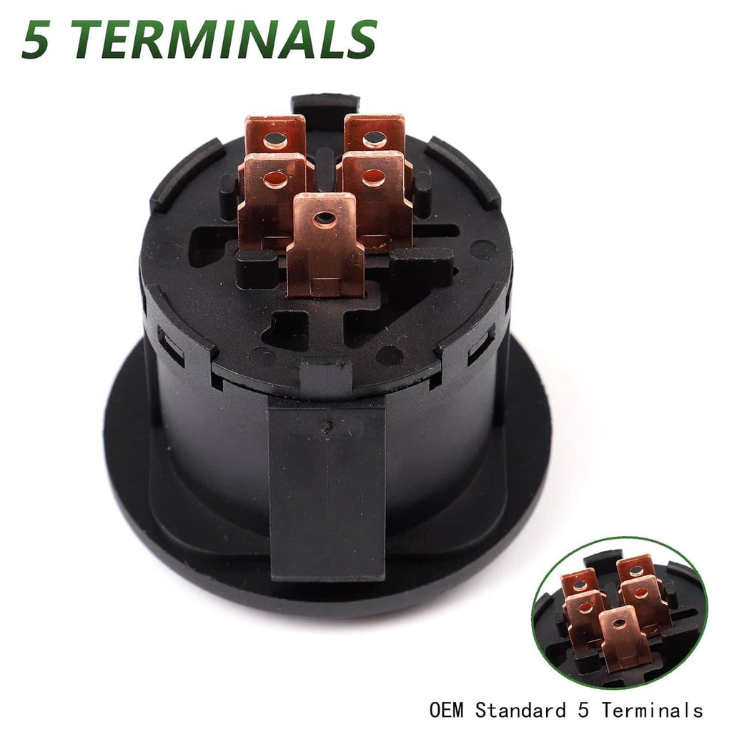 Ignition switch base with 5 copper terminals and black plastic housing
