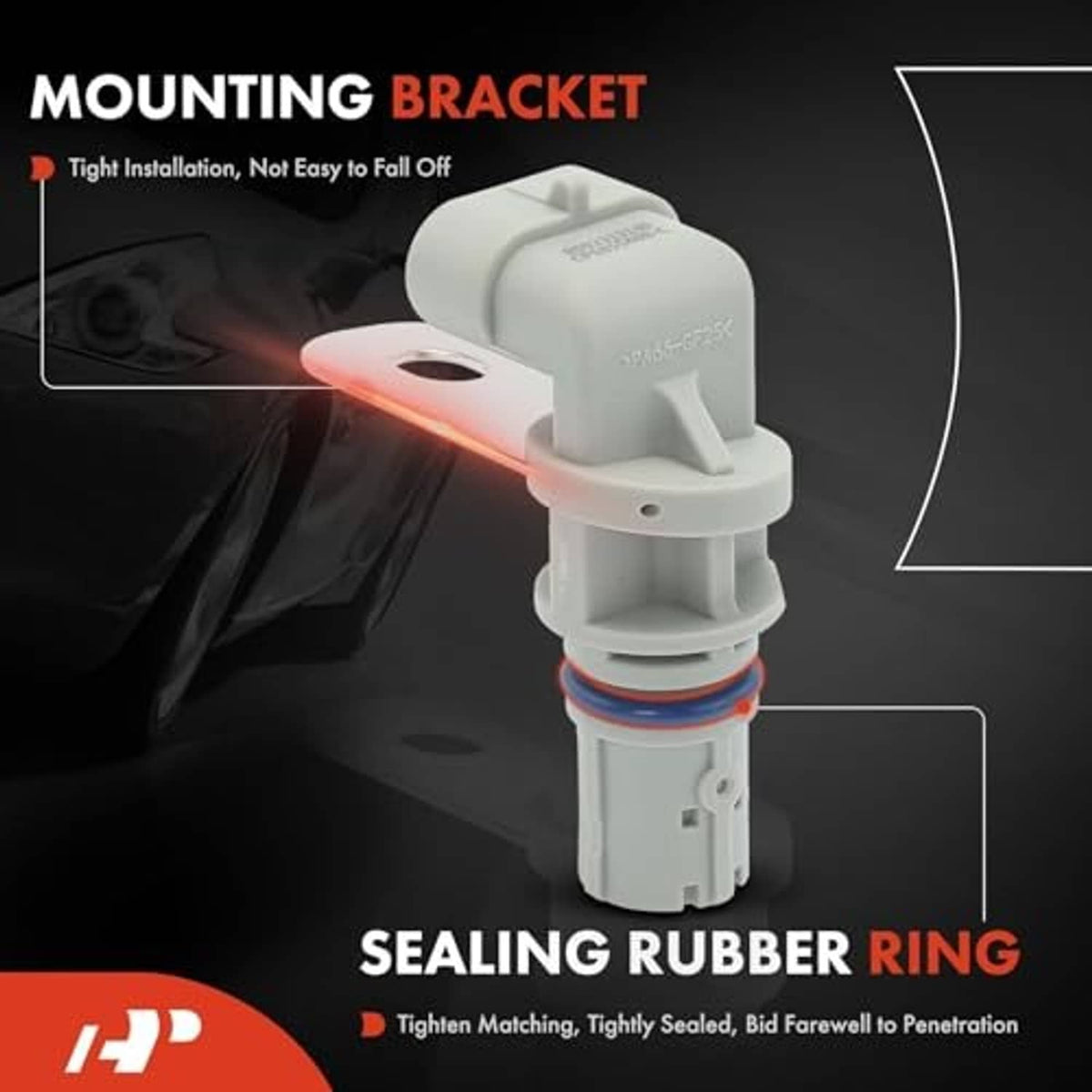 Gray crankshaft position sensor with sealing rubber ring and mounting bracket