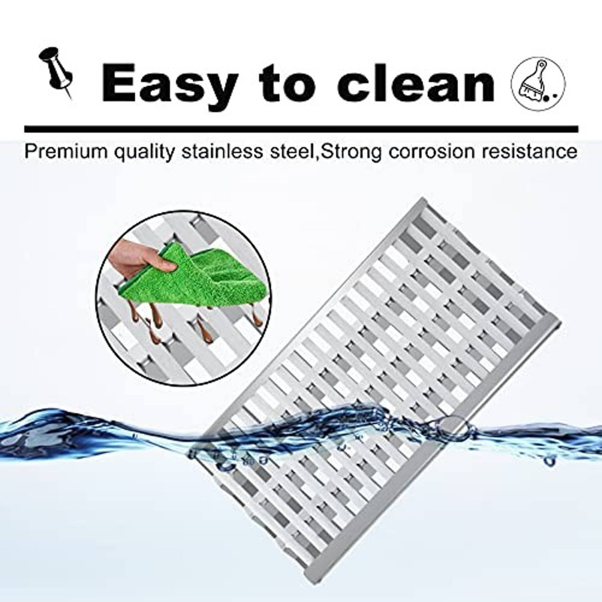 Stainless steel grill heat shield grate with water-cleaning spray effect
