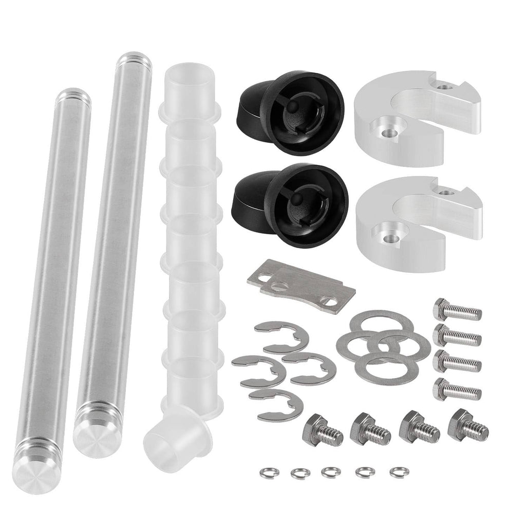 Complete trim cylinder pin cap bushing hardware kit with clear cylinder, white parts, black caps