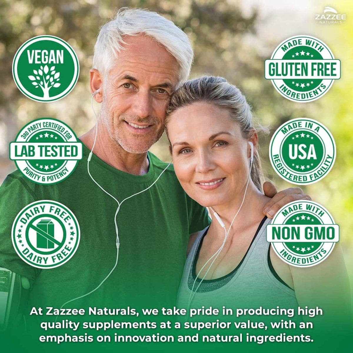 Wild lettuce extract supplement with vegan, gluten-free, and made in USA icons