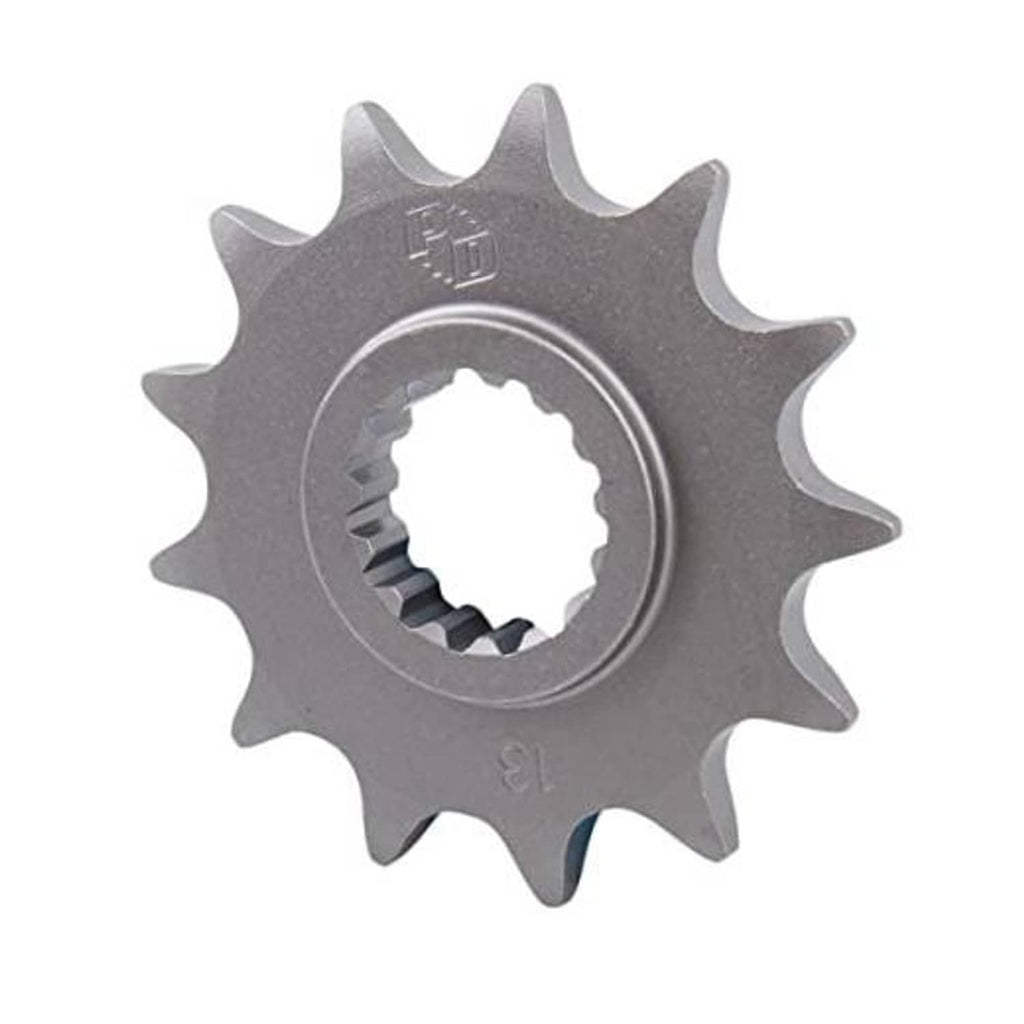 Gray 13-tooth front sprocket with splined center hub for bike drive